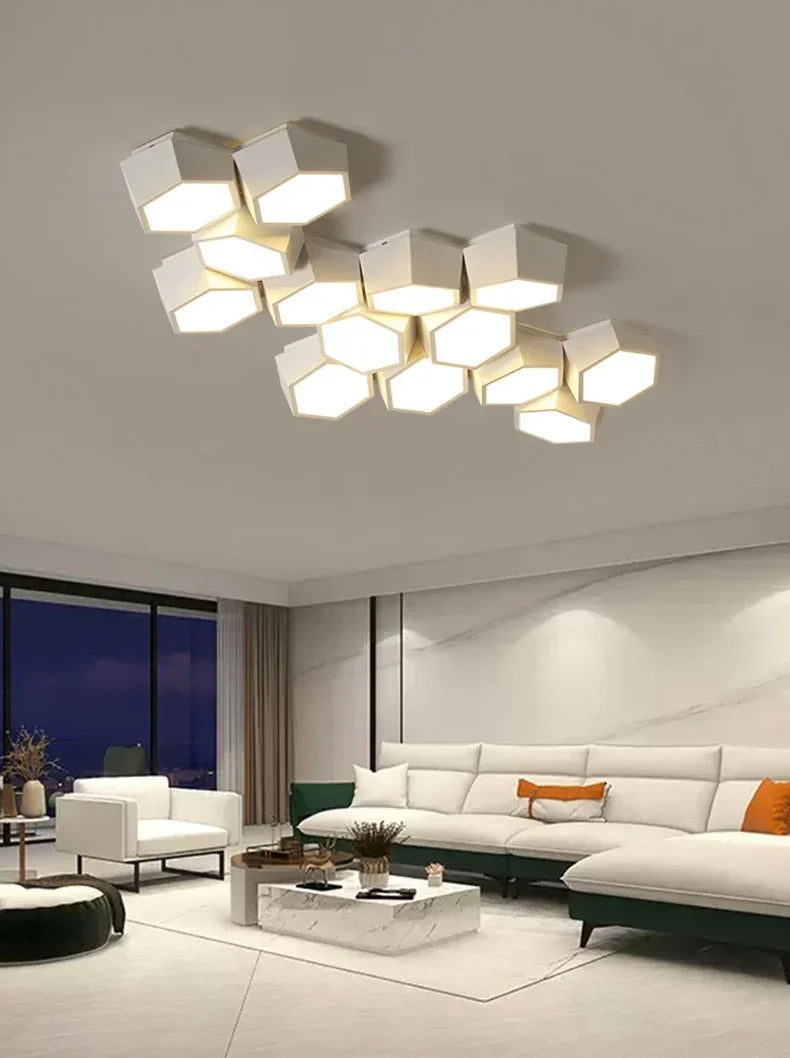 Modern ceiling light fixture in a living room setting