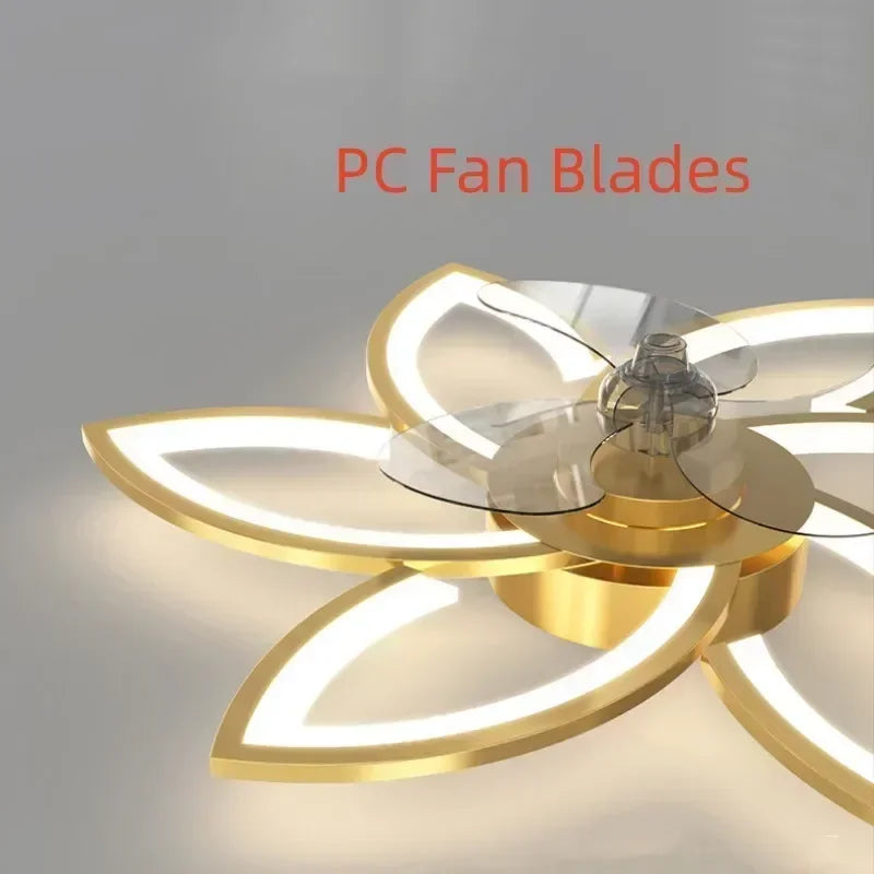 Gold PC fan blades on a gray background with 'PC Fan Blades' text.