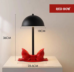 Dome Shade Bow Accent Table Lamp with LED Light - White & Pink