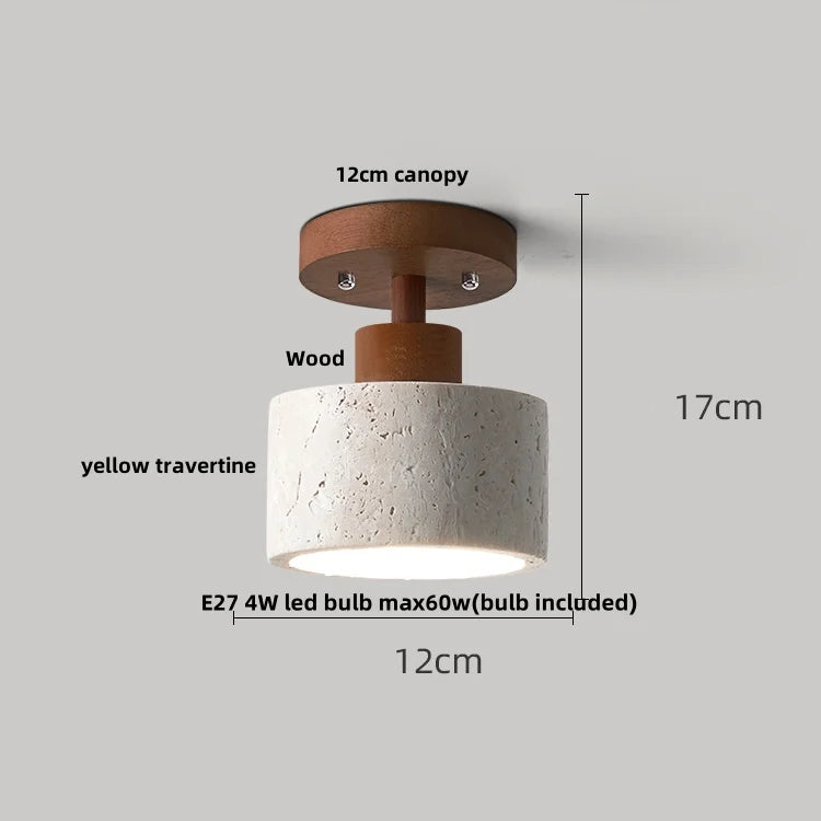 Ceiling light fixture with measurements and material details on a gray background