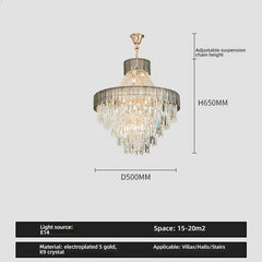 Gold Tiered Crystal Cascading Pendant Light with Blue Accents