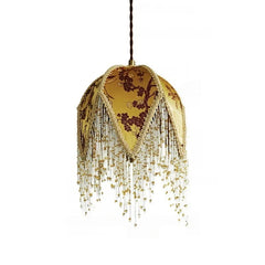 Decorative lamp with floral pattern and gold fringe 