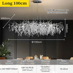 Crystal Branch Chandelier Gold and Silver Leaf Crystal Pendant Light