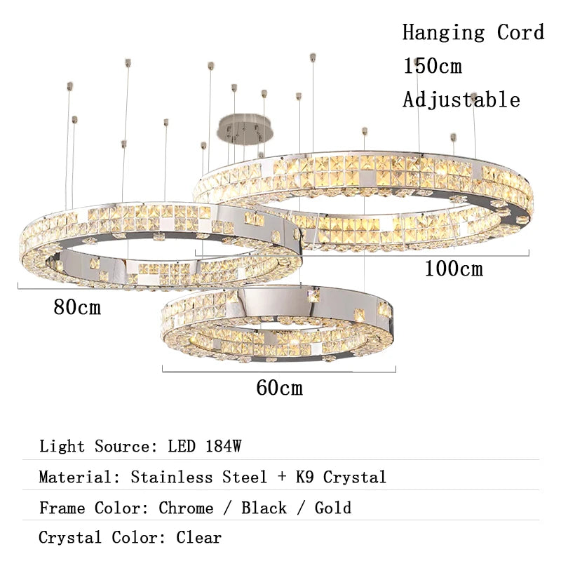 Chandelier with dimensions and specifications on a white background