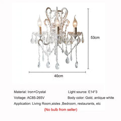 Crystal chandelier with dimensions and technical details on a white background