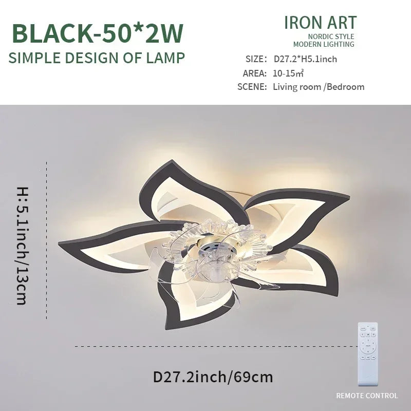 Ceiling light fixture with black floral design on a gray background