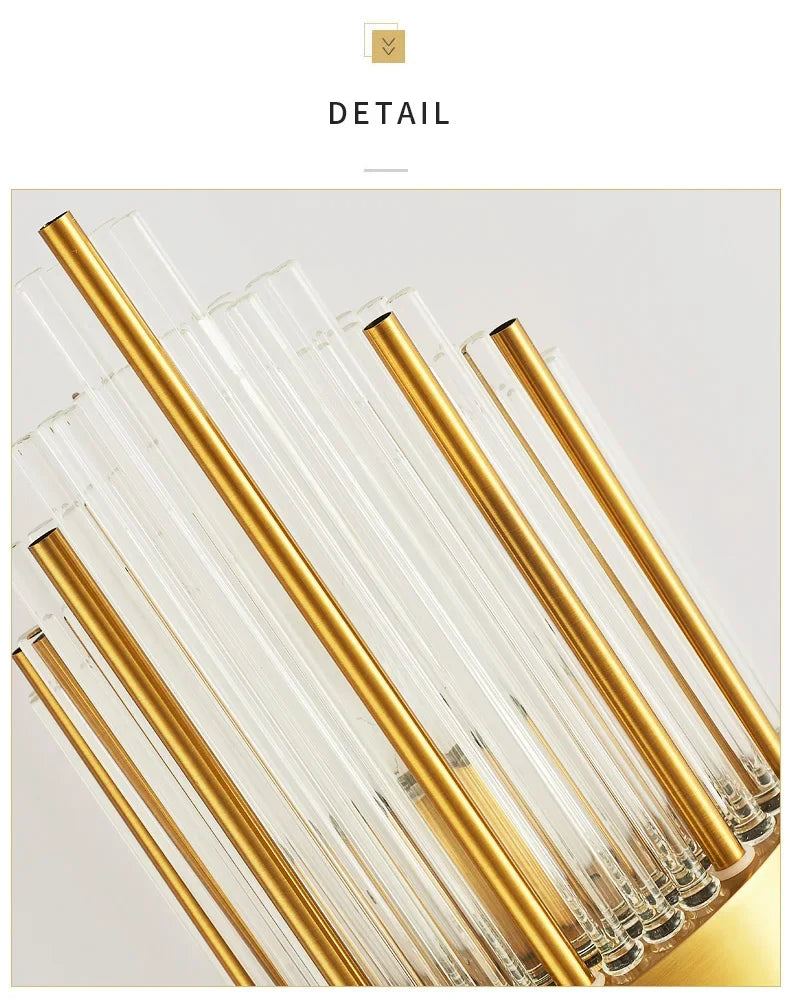 Gold and clear straws arranged in a pattern on a white background