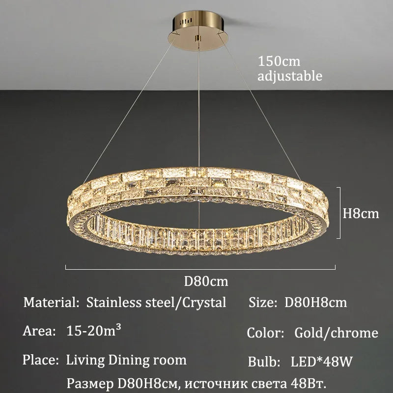 Chandelier with dimensions and specifications on a dark background