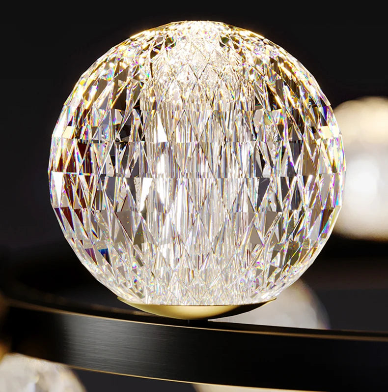 Crystal ball with intricate design on a dark background