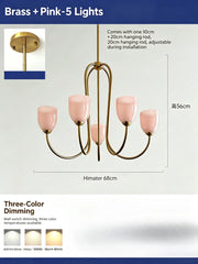Brushed Gold Tulip Glass Chandelier Pendant Light
