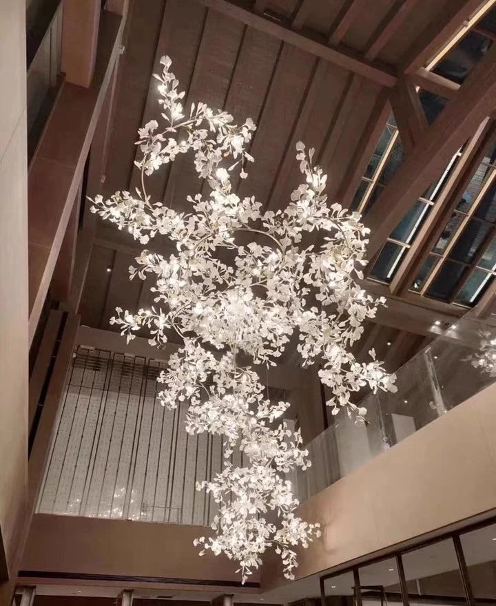 Large decorative chandelier hanging from a ceiling