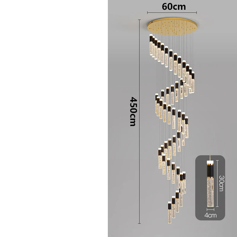 Chandelier with dimensions labeled on a gray background