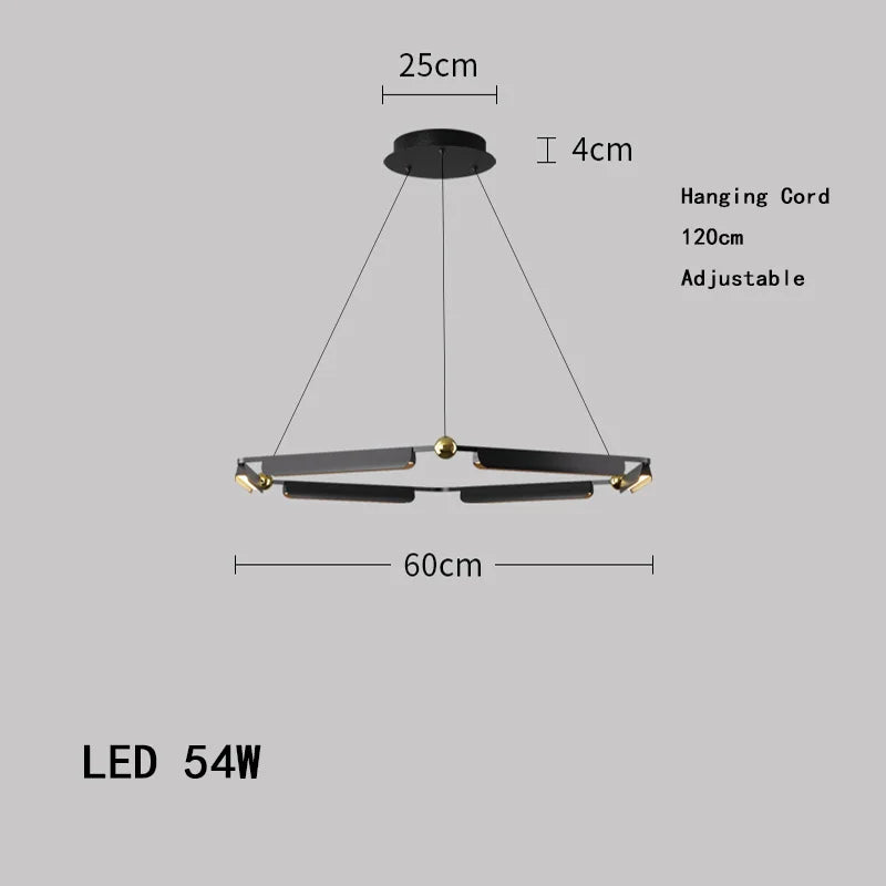 Black pendant light with dimensions and specifications on a gray background