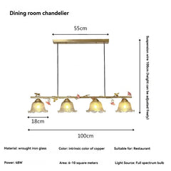 Gold Metal Chandelier with Rose Bud Accents and Frosted Glass Shades