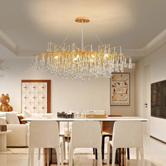 Modern Branch Crystal Chandelier with Teardrop Accents