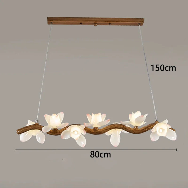 Decorative ceiling light fixture with floral design and measurement details on a gray background