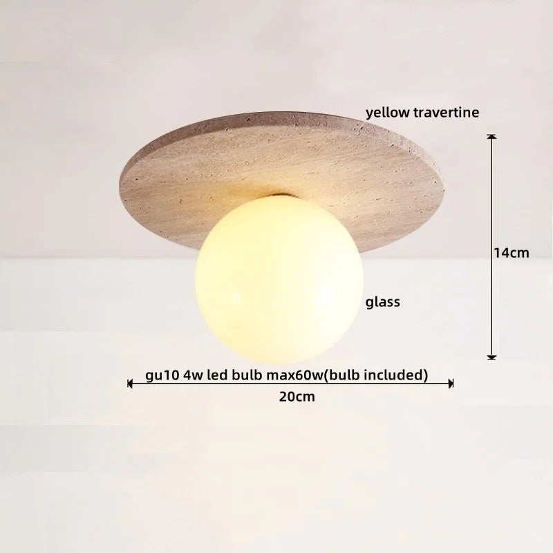 Ceiling light fixture with labeled dimensions and bulb information on a white background