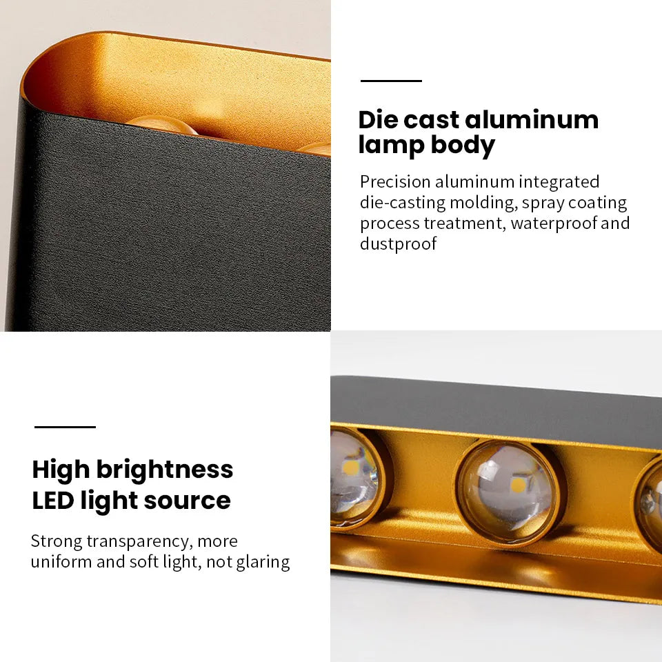 Die cast aluminum lamp body with LED light source on a white background