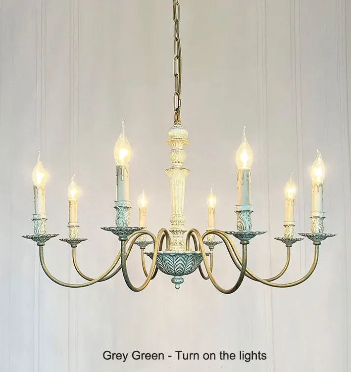 Chandelier with multiple lights on a plain background