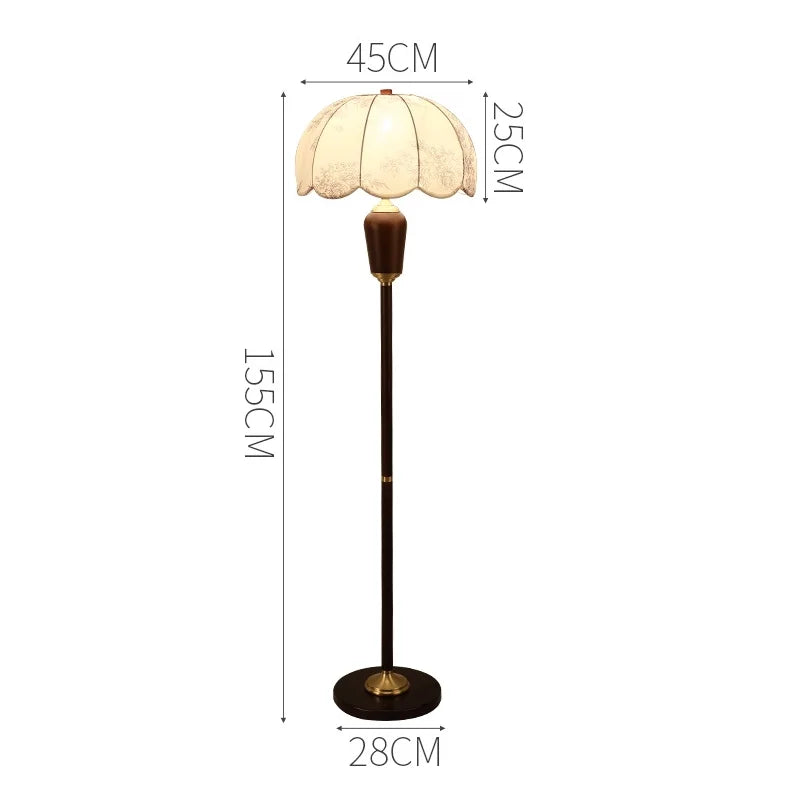 Floor lamp with dimensions labeled on a white background
