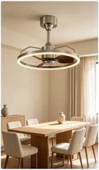 Brushed Nickel Ring Ceiling Fan Light Modern LED Chandelier