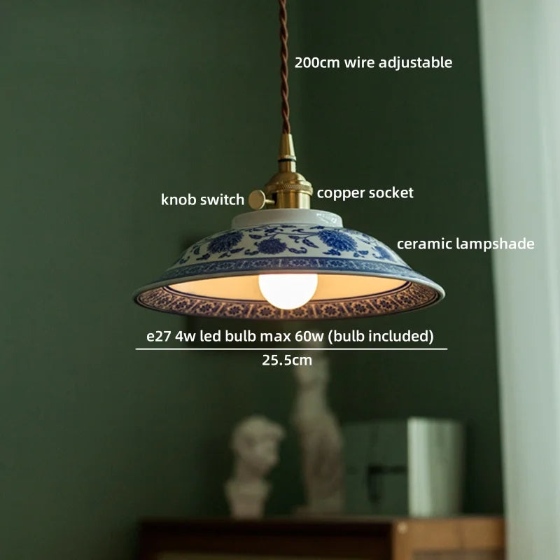 Pendant light with labeled parts on a dark green wall background