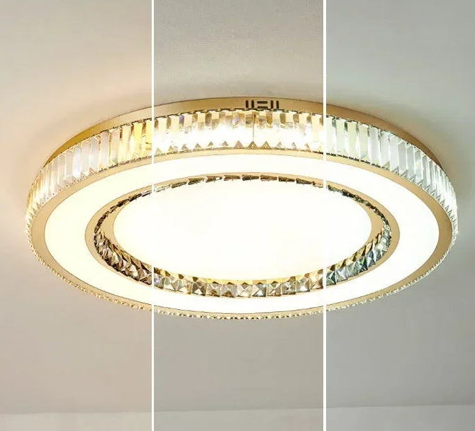 Ceiling light fixture with crystal accents on a neutral background