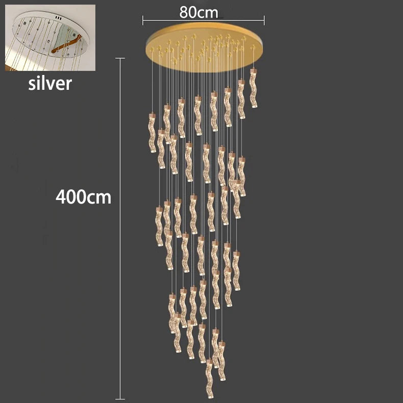 Chandelier with dimensions on a dark background