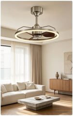 Brushed Nickel Ring Ceiling Fan Light Modern LED Chandelier