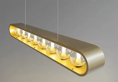 Modern Gold Oval Frame Pendant Light with Globe Glass Shades