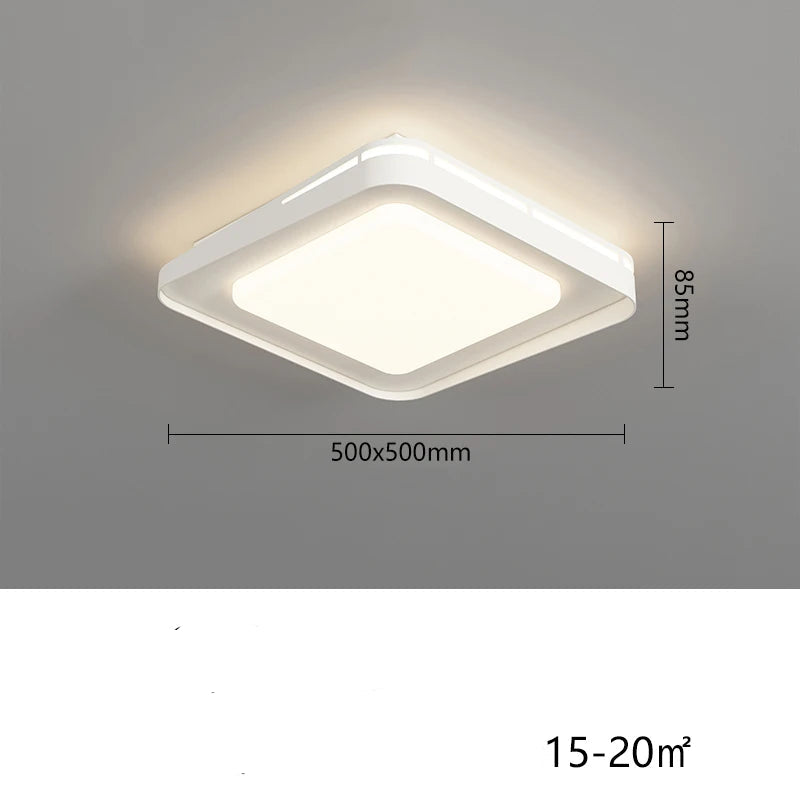 Ceiling light fixture with dimensions and power rating on a gray background