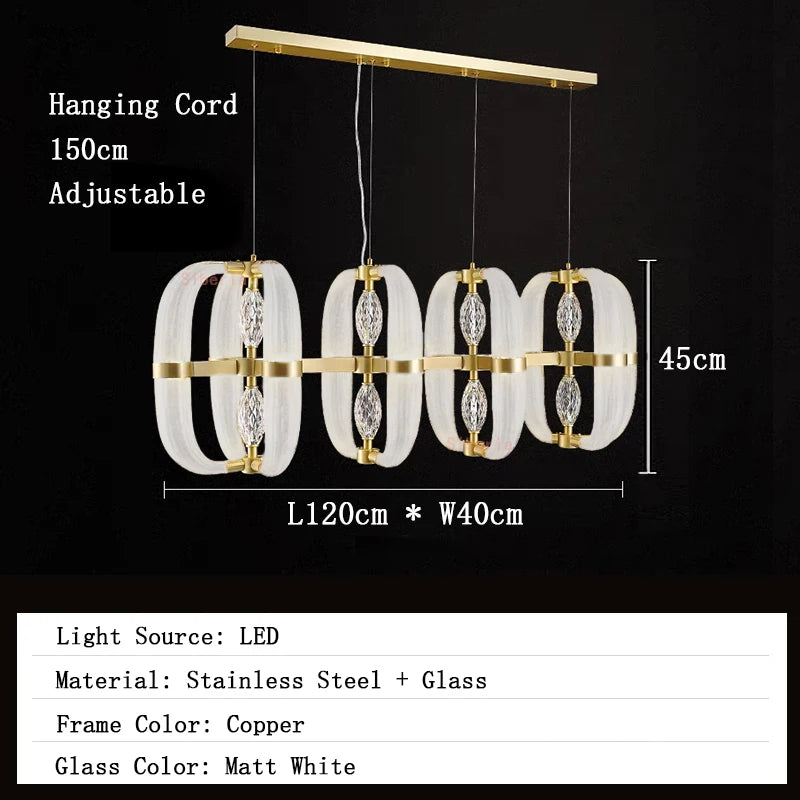 Chandelier with dimensions and specifications on a black background