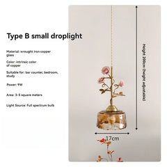 Gold Metal Chandelier with Rose Bud Accents and Frosted Glass Shades