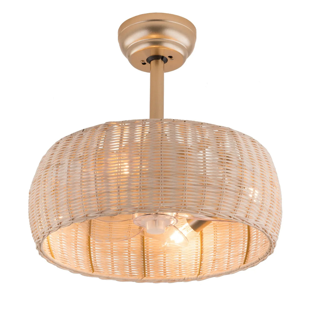 Ceiling light fixture with woven design on a white background