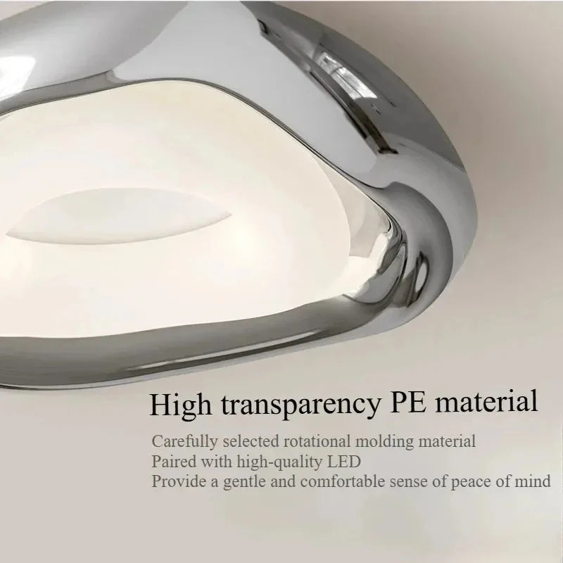 Modern ceiling light fixture with high transparency PE material on a neutral background