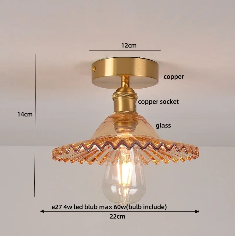 Ceiling light fixture with labeled parts and dimensions on a neutral background