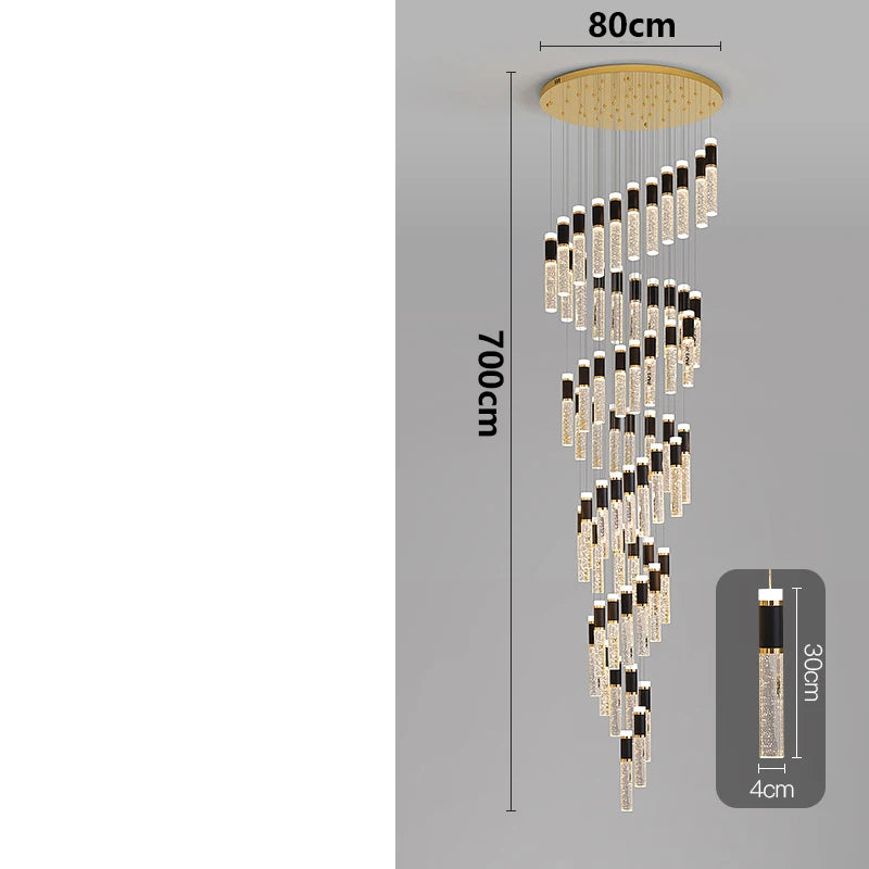 Chandelier with dimensions indicated on a gray background