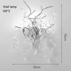 Crystal Branch Chandelier Gold and Silver Leaf Crystal Pendant Light