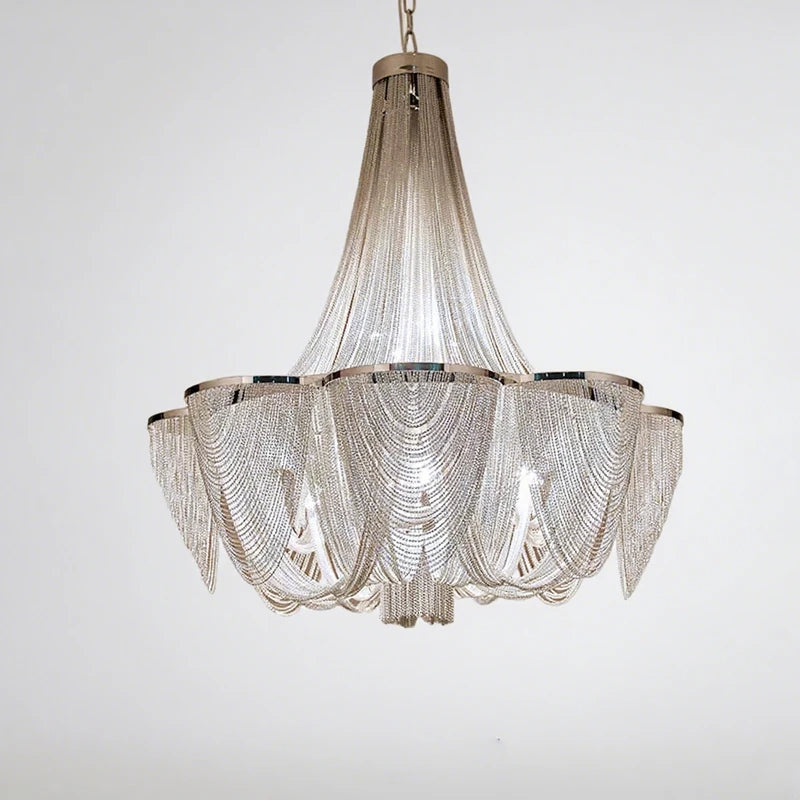 Chandelier with a beaded design on a white background