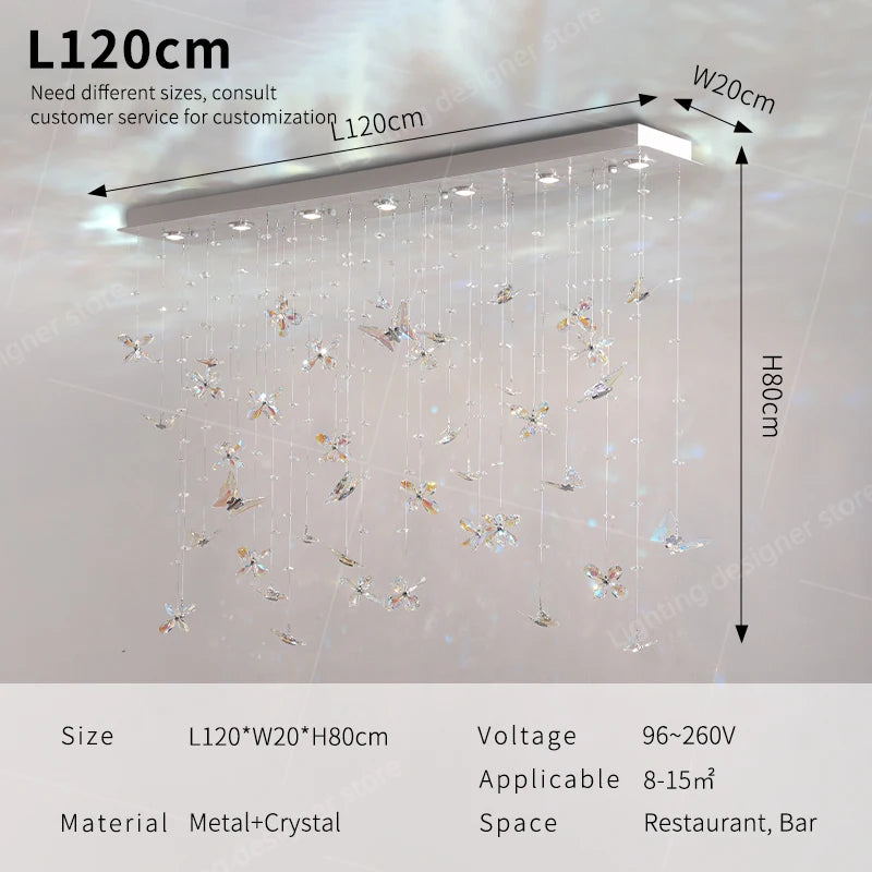 Crystal shower curtain with dimensions and specifications on a neutral background