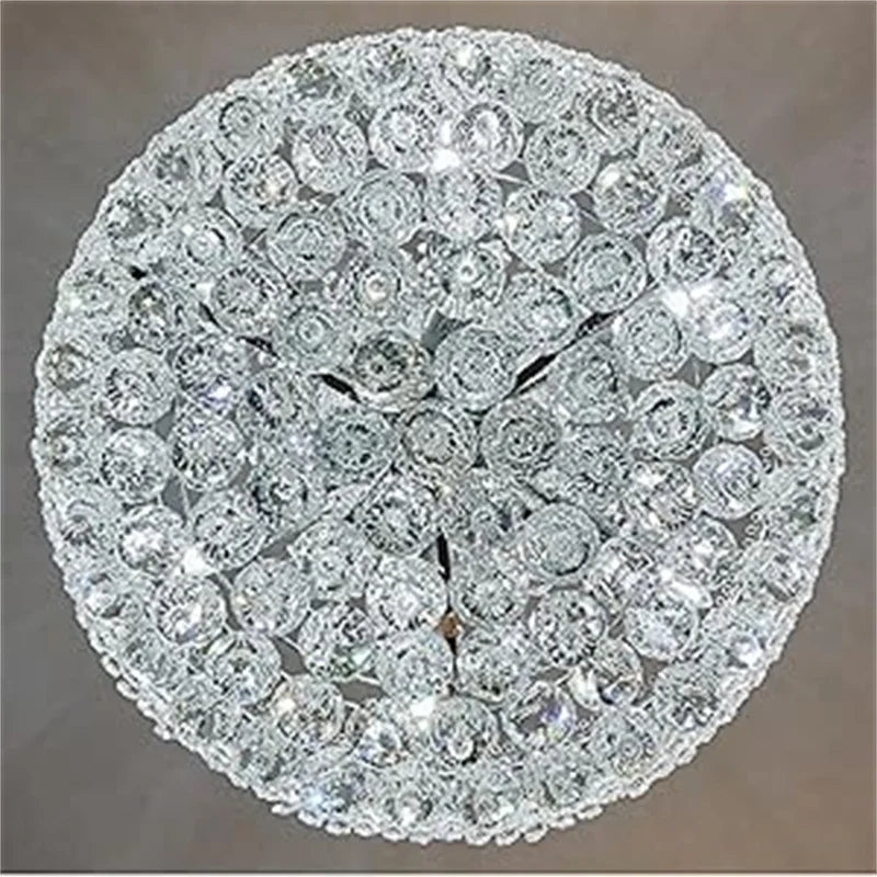 Round crystal chandelier on a plain background