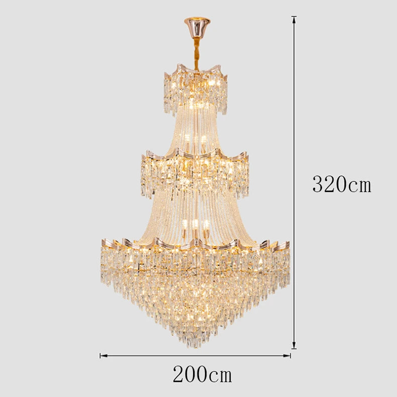 Chandelier with dimensions on a light gray background