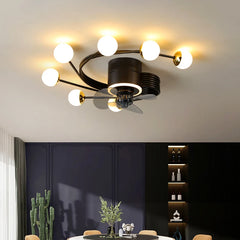 View of a room with a gold ceiling fan light fixture installed overhead