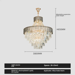 Gold Tiered Crystal Cascading Pendant Light with Blue Accents