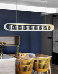 Modern Gold Oval Frame Pendant Light with Globe Glass Shades