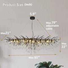 Modern Branch Crystal Chandelier with Teardrop Accents