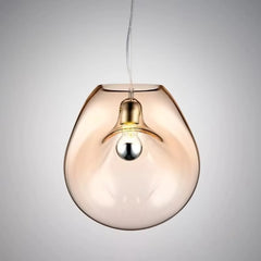 Amber Smoke Gray Glass Organic Shape Pendant Light