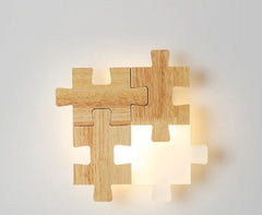 Wooden Puzzle Wall Sconce | Contemporary LED Light Fixture