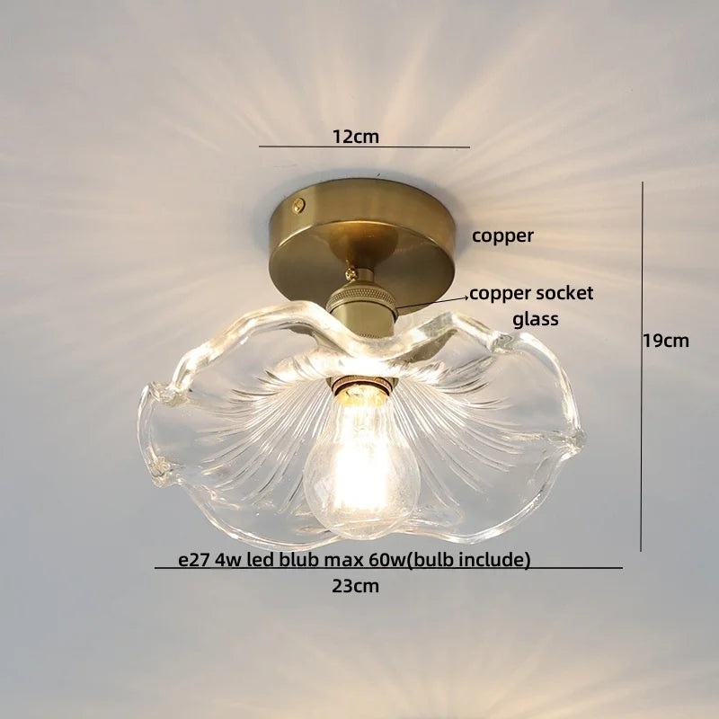 Ceiling light fixture with measurements on a neutral background