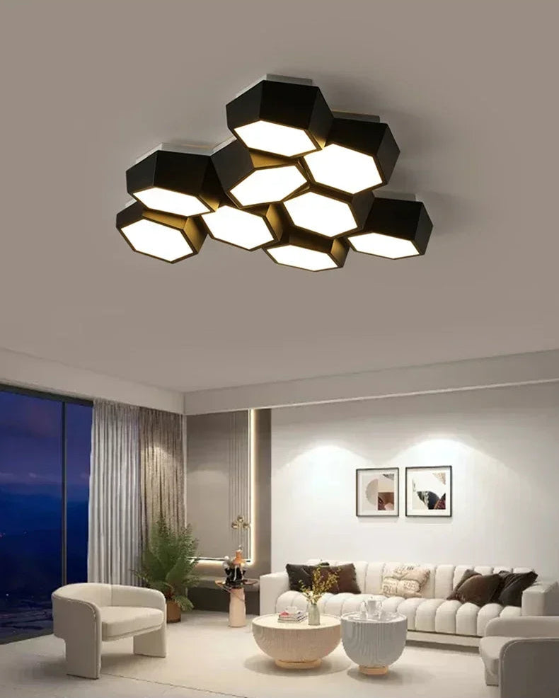 Modern ceiling light fixture in a living room setting